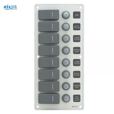 8P Aluminum Water-resistant Switch Panel - SP3228P-8P Water-resistant Switch Panel with Backlight Modules (White)
