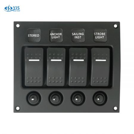 4P Curved Water-resistant Switch Panel - SP3314P-4P Curved Water-resistant LED Switch Panel with Circuit Breakers