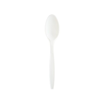Cucchiaio a manico lungo di colore bianco - Cucchiaio da asporto bianco, Produttore di forchette e cucchiai compostabili Made in Taiwan