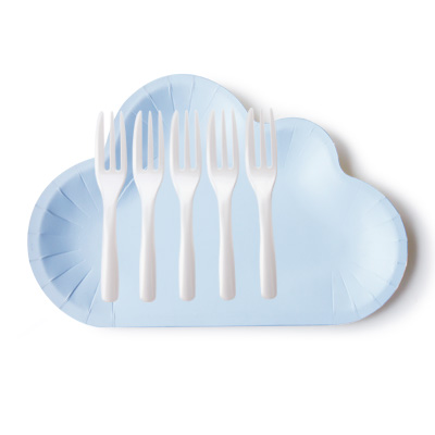 Blue Cake Plate With Cloud Shaped and Cake Fork - Charming Cloud Plate And Cake Fork