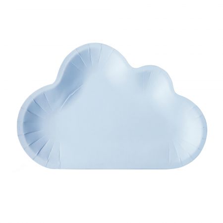 Prato de Bolo em Forma de Nuvem Colorida - Prato de bolo de papel de cor azul