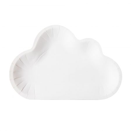 Prato de festa com formato de nuvem - Prato de bolo fofo de cor branca