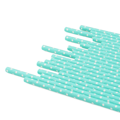 D6*L195mm Paper Straw With Polka Dot - D:6mm Kertas Straw Lurus