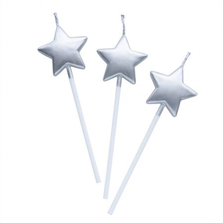 10cm Silver Star-shaped Candle - Let's use TAIR CHU star-shaped candle enjoy the cake time in birthday party!