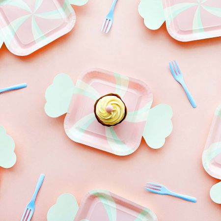 Cute Candy-Shaped Cake Plate And Fork