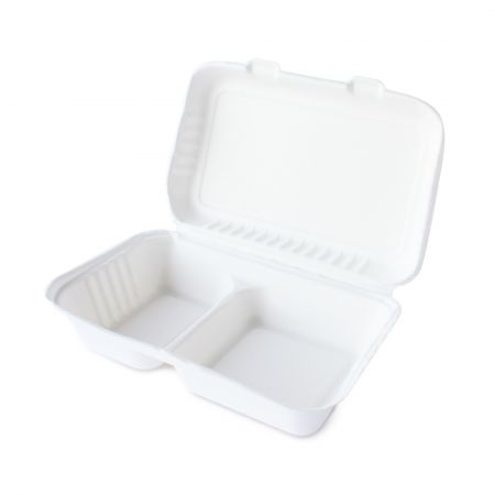 Recipiente de Refeição Retângulo de Bagaço (1000ml) - caixa de refeição de bagaço descartável clamshell