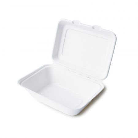 Recipiente para alimentos com compartimentos de bagaço em concha (600 ml) - recipiente de comida biodegradável descartável garra