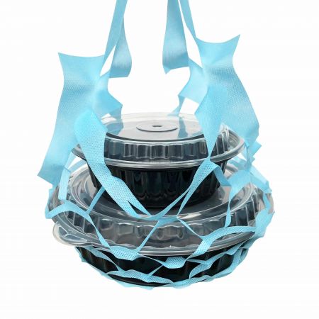 Saco de rede para caixa de comida Sky Blur - quatro xícaras - saco de rede azul céu para caixa de comida