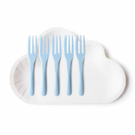 Cloud Shaped Plate And French Fork - Lovely cloud plate and stylish cake fork