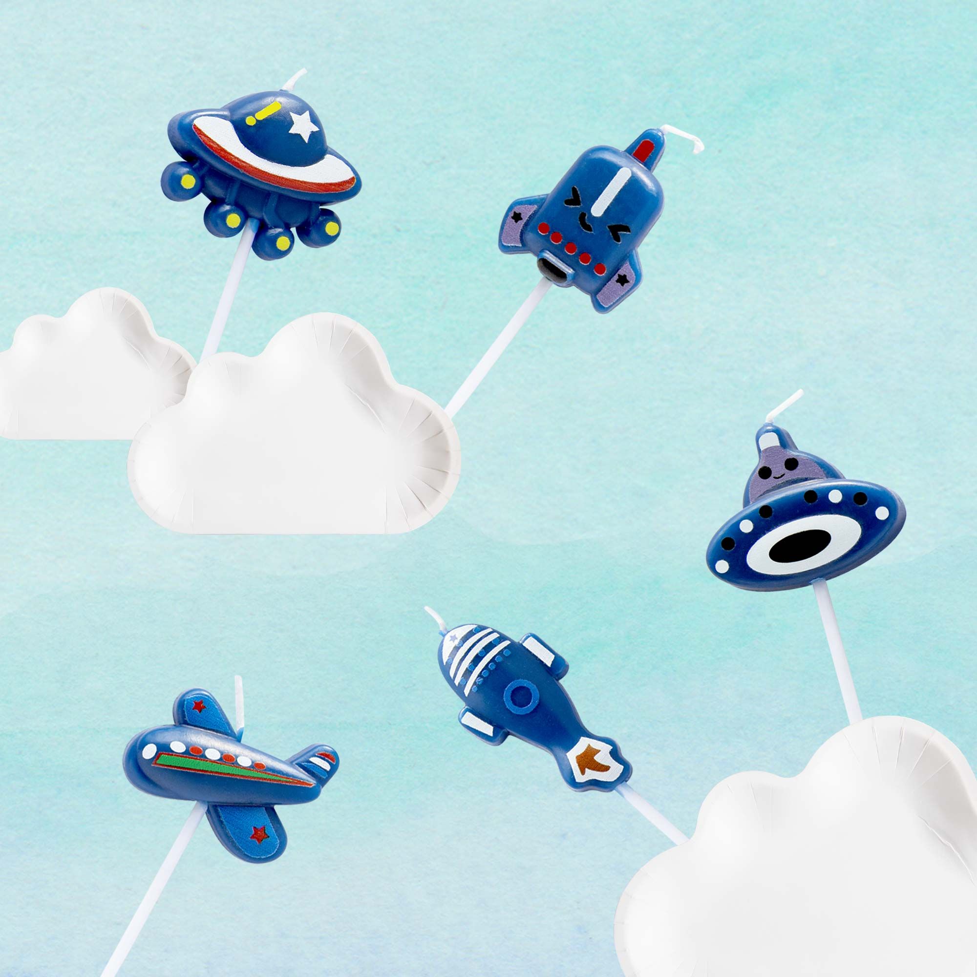 Blue AirPlane Candle Party Cake Candle For Children Made in Taiwan Compostable Forks