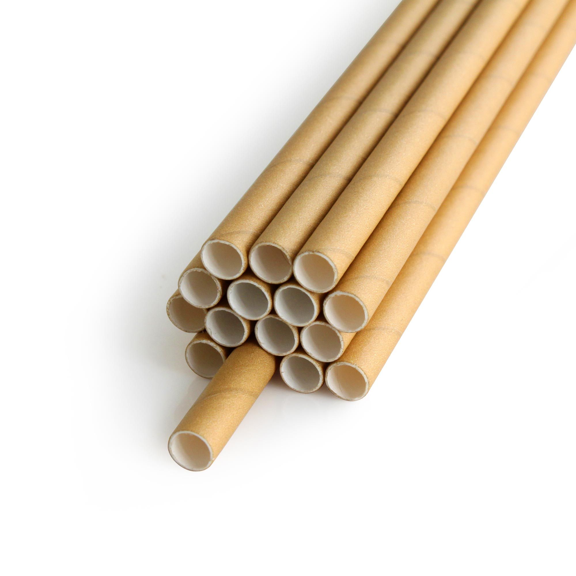 D6*L195mm Paper Straw With Kraft Paper Supply. ISO & HACCP InHouse