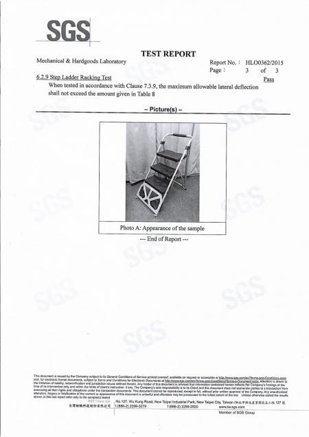 2015 2 in 1 Step Ladder Cart SGS Test Report