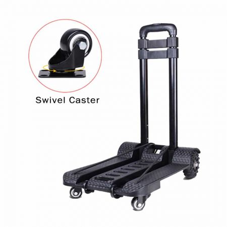 3 Stage Handle Swivel Caster Luggage Cart (Loading 50 kg) - The small compact trolley is easy to carry while travelling.