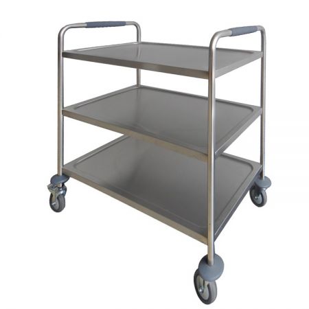 3-Layers Stainless Steel Mobile Utility Cart (Loading 100 kg) - The three-tier stainless steel trolley is the perfect choice for laboratories, restaurants, medical and industrial use.