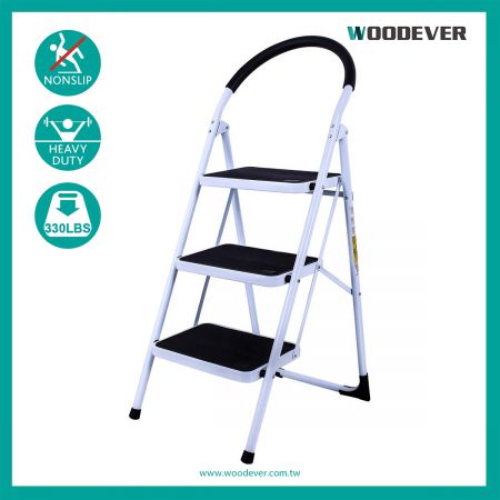 3-Steps Portable Household Step Stool (Loading 150 kg) - The 330 lbs heavy duty step stool with rubber hand grand