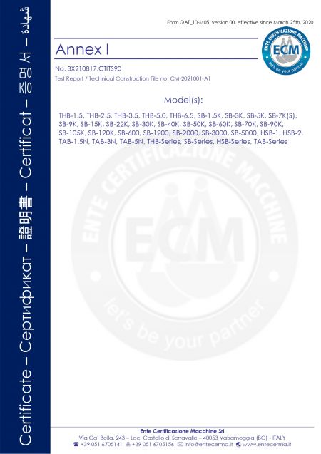 CE-Zertifizierung der SB-Serie