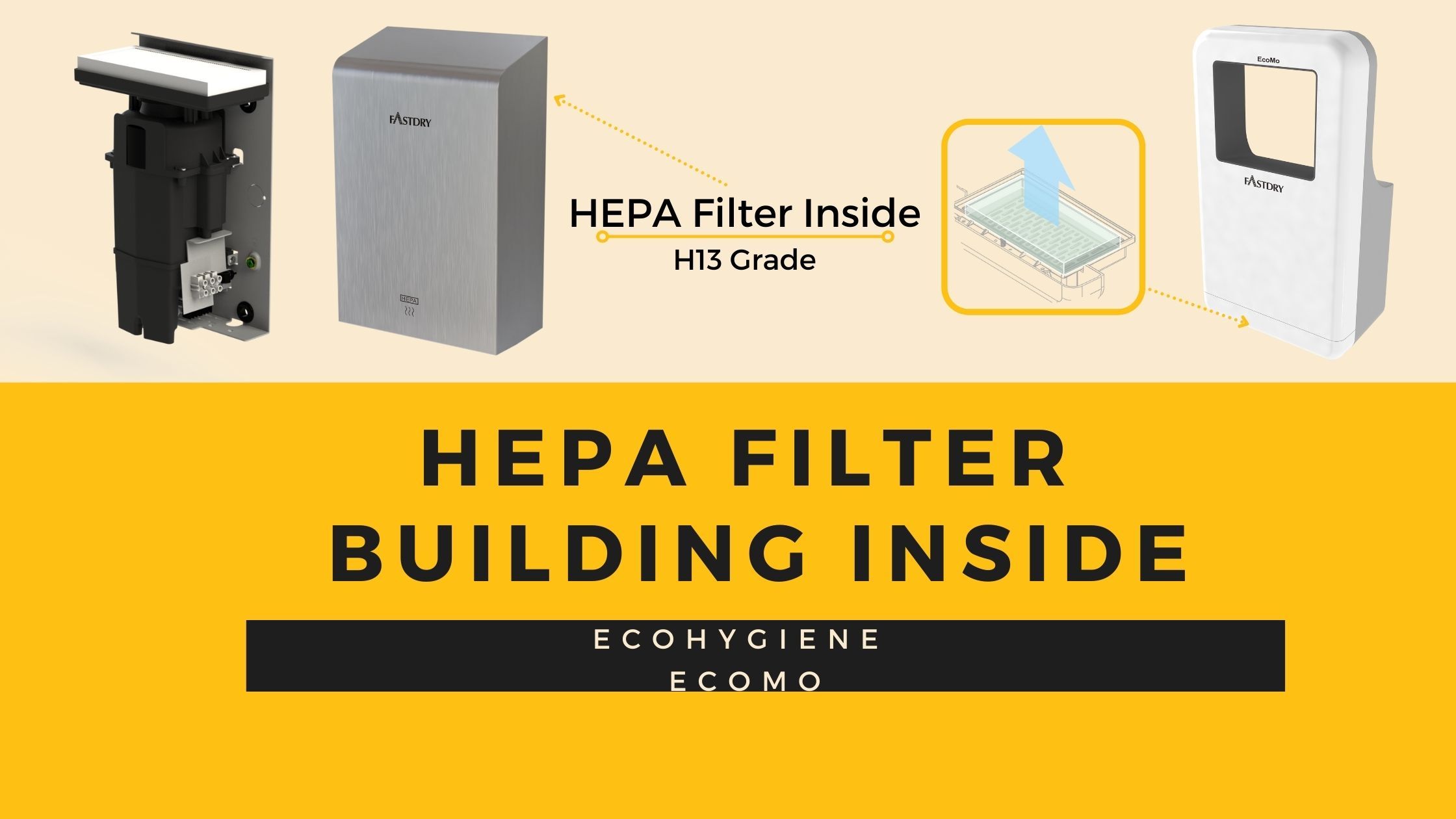 Secador de manos de alta velocidad Hokwang con filtro HEPA en el interior