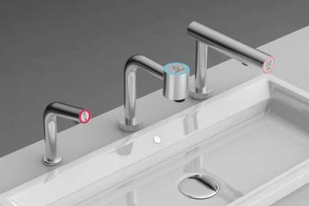 Dispenser Sabun/Pembersih Multi-Fungsi Terpasang Di Dek Tabung Melengkung Baja Tahan Karat Otomatis