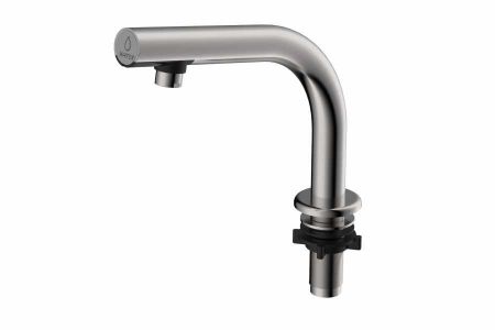 Faucet Otomatis Leher Ramping Dipasang di Dek Stainless Steel Satin - Faucet Otomatis EcoTap-D FA02-Baja Tahan Karat
