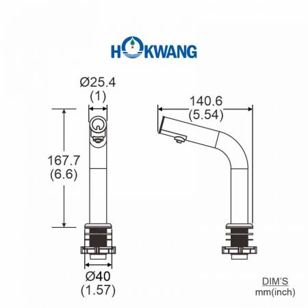 HK-CSD5R Automatischer Edelstahl-Flüssigkeits-/Schaumseifenspender mit gebogenem Deck, Abmessungen