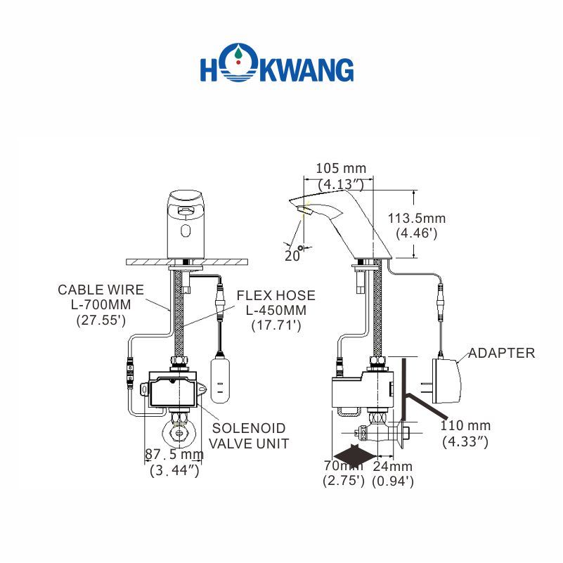 Auto Faucet with Optional Below Deck Mechanical Mixing Valve