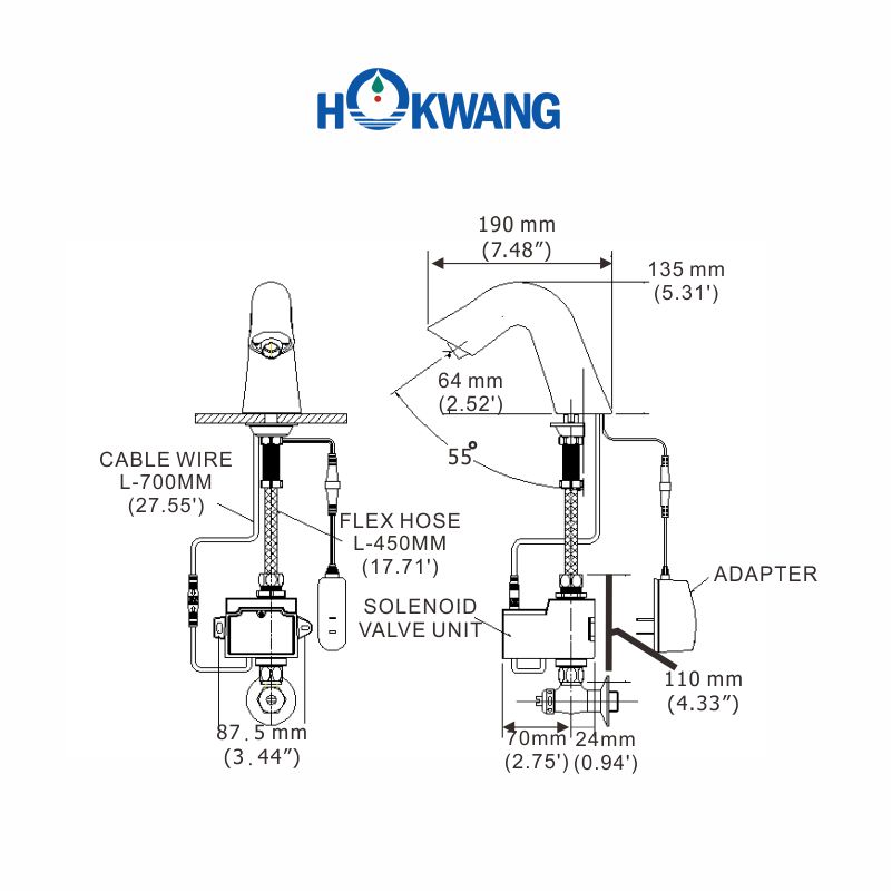 Auto Faucet with Optional Below Deck Mechanical Mixing Valve