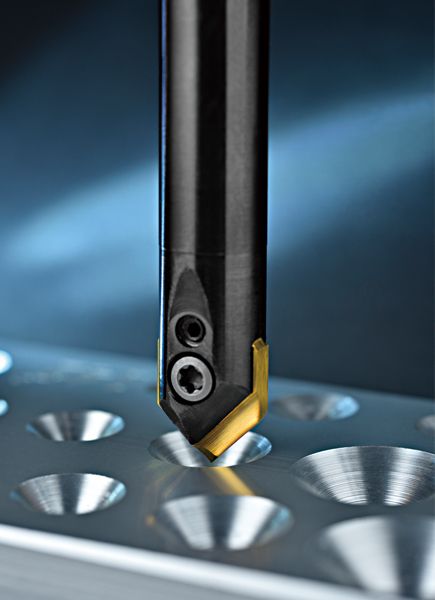 Near Zero centric design indexable spot drill provides best solution for tap breakage and ware out with its centric accuracy. It can also be used for chamfering, V-grooving, and engraving.