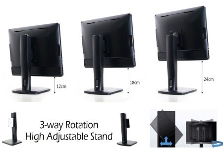 PC All-In-One de 19,5" suporta suporte ajustável em altura e bandeja de HDD
