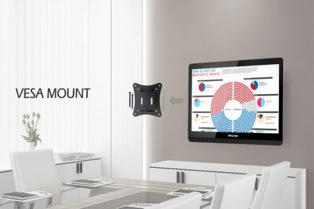 19.5" Desktop All-In-One sentuh menyokong pemasangan dinding, sokongan bergerak dan plat VESA