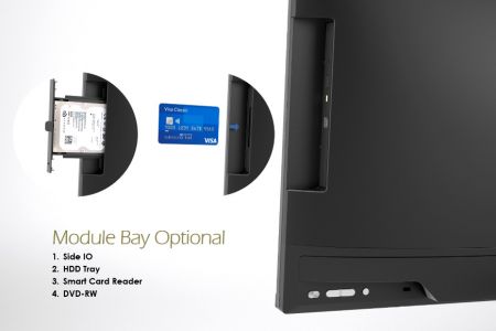 Desktop AIO supports Side IO, HDD Tray, Smart Card Reader and Optical Drive