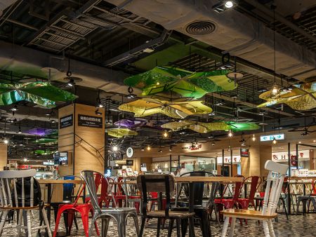 Suspended custom led lighting fixture for food court in retail stores
