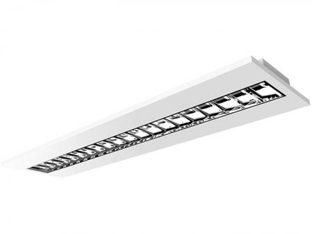 Éclairage de plafond à persiennes LED à une rangée haute performance à intensité variable - Éclairage à persiennes à une rangée haute performance 106,4 lm/w.