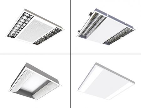 Iluminação de teto de escritório LED embutida de alto desempenho com economia de energia.