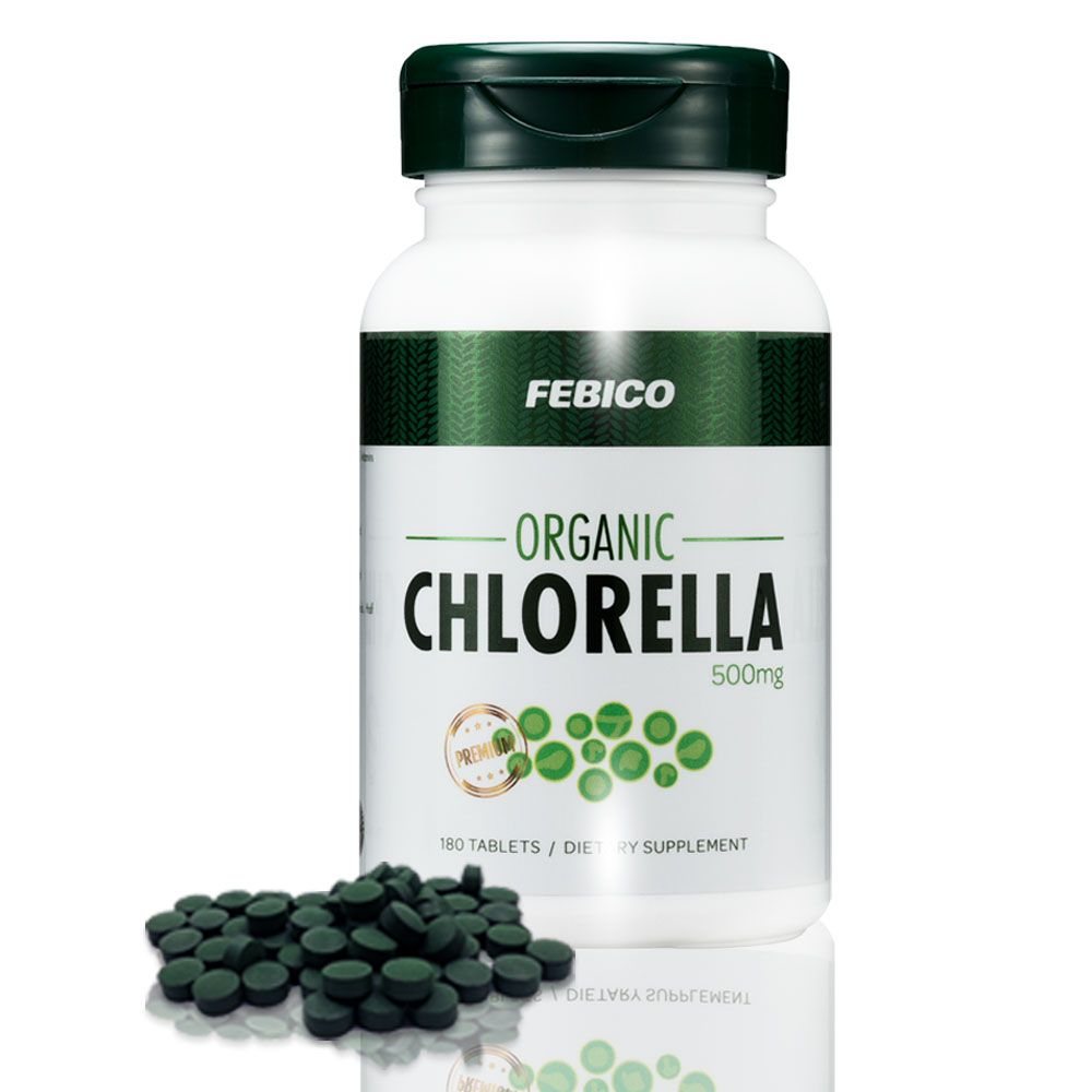 FebicoOrganiczne tabletki z chlorellą 500 mg - FebicoOrganiczne tabletki chlorelli z pękniętą ścianą komórkową