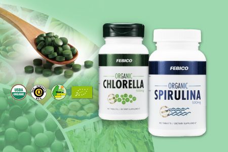 FEBICO® 
    espirulina orgânica & 
    chlorela orgânica - FEBICOproduzir 
    chlorela orgânicae 
    espirulina orgânicasão ricos em fitoquímicos