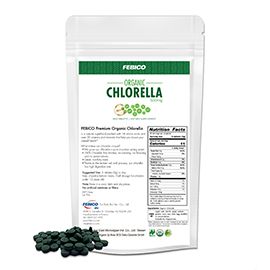 Febico Organiczne tabletki chlorelli 500 mg, chlorella z pękniętą ścianą komórkową (250 g) - Bio organiczne tabletki chlorelli