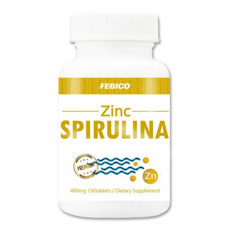 FebicoCynk Spirulina - Naturalna żywność Spirulina tabletki cynkowe Suplementy diety z błonnikiem