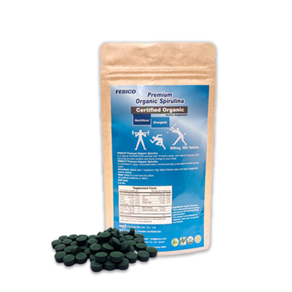Febico Organic Spirulina 500mg Tablets (250g) Microalgae Based Product