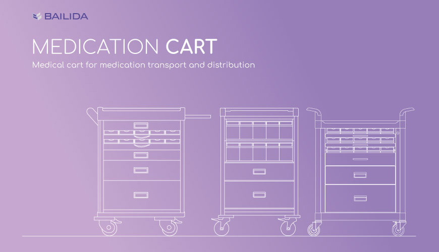 Medical cart for medication transport and distribution.