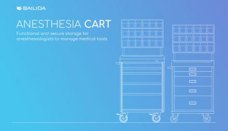Carrello per anestesia - Stoccaggio funzionale e sicuro per gli anestesisti per gestire gli strumenti medici.