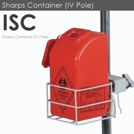 Container voor scherpe voorwerpen (infuuspaal).