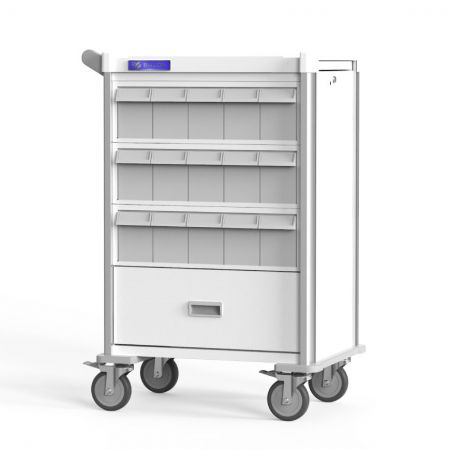 Hospital Transport Cart with Wide Bins