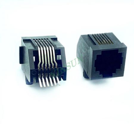 側入式 SMT型塑膠定位柱的6P6C RJ接口 - SMT型塑膠定位柱的6P6C RJ接口