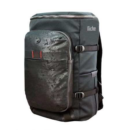 Full Open Top Backpack with Magnet Buckle for Laptop Sleeve and Mobile Pouch