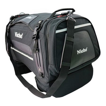 Tail bag provides adjustable and detachable shoulder strap to use as duffle bag.