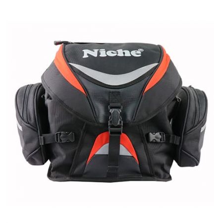 Motorcycle Tail bag is made of durable material Water resistant 1680D polyester with PVC coating. Large capacity enogh space to store Helmet, jacket and clothes etc. Small items can be placed in the Zipper Pockets at both sides.