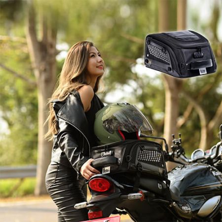  NICECNC Motorcycle Travel Luggage Bag 53L Expandable Motorcycle  Tail Bag, Universal Motorcycle Seat Bag Rear Rack Trunk Bag Motorcycle  Helmet Storage bag with Separate Shoe Compartment, Grey : Automotive