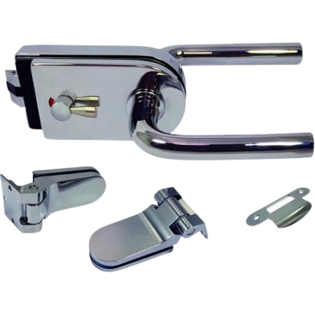 Glass Patch Lock set with mechanical latch - Glass Door Lock with mechanical latch and radius cover