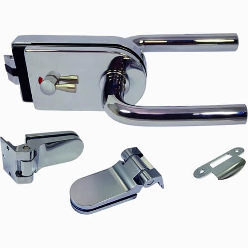 Conjunto Glass Patch Lock com trinco mecânico para porta interior