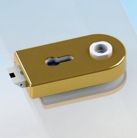 Glass Patch Lock, euro cylinder type - Glass Door Lock with mechanical latch and radius cover